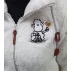 Comfortable sheepworld női teddy garbó dzseki kabát Kabát  hímzett design. Cozy dzseki kabát Kabát  tartó-up nyaklánc. pulóver dzseki kabát Kabát in fehér vagy szürke. Méret: S