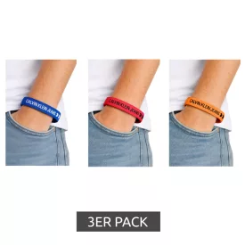   3-csomag Calvin Klein Unisex férfi női Slap karkötő  "Calvin Klein CK Jeans" Logo, 20 cm, KJJLDB850200, piros/narancssárga/kék Méret: N