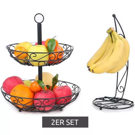 dekoratív CUBESU Fruit tartó  Banana tartó - nemesacél Fruit és Vegetable Basket, fekete Méret: N