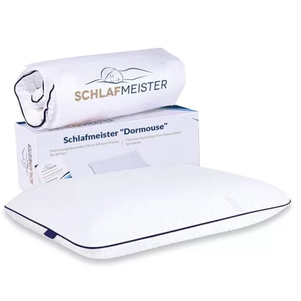 Thermoregulating SCHLAFMEISTER Dormouse Toddler Pillow, Visco szivacs Pillow, OEKO-TEX Certified, 45x30x8cm, fehér Méret: N