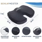 Orthopedic SCHLAFMEISTER Badger Seat Cushion, OEKO-TEX Certified, Coccyx Cushion, 44x37x7cm, fekete Méret: N