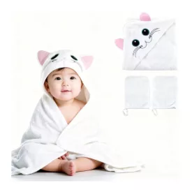   lágy és cuddly bloomborn baby fürdő towel szett: hooded towel  cat motif, includes 2 washcloths, pamut fürdő towel 75 x 75 cm, fehér Méret: N