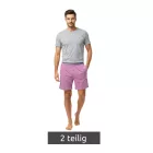 Lightweight SCOTCH & SODA férfi 2-darab Shorty pizsama szett  pamut, SSSP25M389721-506, szürke/világos bordó Méret: M