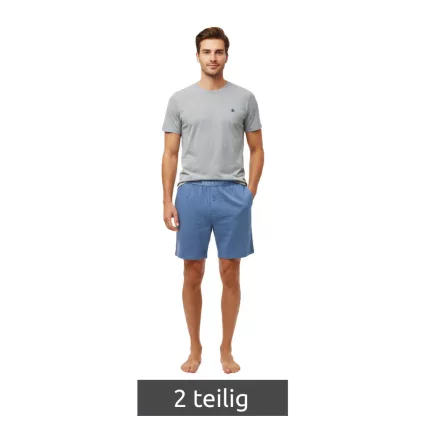 Lightweight SCOTCH & SODA férfi 2-darab Shorty pizsama szett  pamut, SSSP25M389721-410, szürke/Navy Méret: L