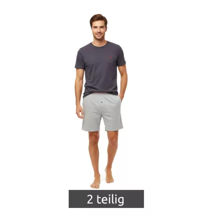 Lightweight SCOTCH & SODA férfi 2-darab Shorty pizsama szett in pamut, elérhető in szürke/Navy, kék, vagy sötét kék/szürke Méret: M