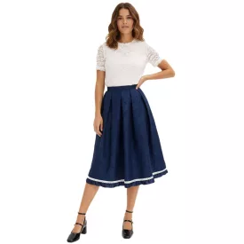   trendi női Dirndl Szoknya, Traditional Szoknya  Paisley és fűző 905168 sötét kék Méret: 50