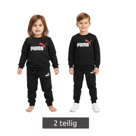 Comfortable PUMA gyerek'' jogging tréning melegítő szabadidőruha melegítő szabadidőruha Öltöny for gyerek és gyerek, 2-darab szett: Sweat nadrág és kerek nyakú Pulóver, pamut szett 627915 01 fekete Méret: 92