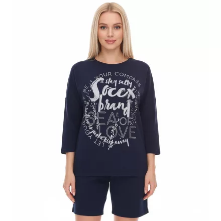 SOCCX by Carina Női oversized kerek nyakú pulóver - Mindennapi pulóver - Kék vagy Fehér Méret:XL_XXL