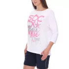 SOCCX by Carina Női oversized kerek nyakú pulóver - Mindennapi pulóver - Kék vagy Fehér Méret:XS_S