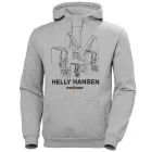 Helly Hansen Manchester Graphic férfi pulóver, pamut pulóver  kapucni, 300 g/m² pulóver 78380 970 szürke Méret: M