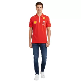   PUMA X Scuderia Ferrari F1 férfi nadrág-újj Polo Ing  Team és Sponsor Logos, pamut, Motorsport Ing 701228000 001 piros Méret: XL