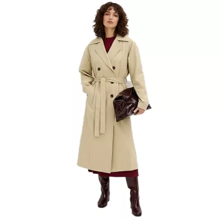 Női kétsoros oversized trench kabát övvel, bézs 979556 Méret:46