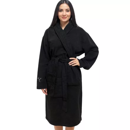 PUMA női fürdőköpeny  kettő nyitott oldal zseb 100% pamut Dressing Gown 660008 03 fekete Méret: S_M
