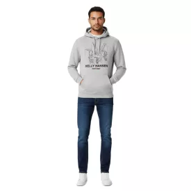   lágy Helly Hansen Manchester Graphic férfi pulóver, pamut pulóver  kapucni, 300 g/m² pulóver 78380, szürke vagy narancssárga Méret: M