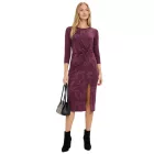 Testhezálló női midi ruha, jacquard ruha 3/4-es ujjal, nyári ruha 960998, Bogyópiros Méret:40_42