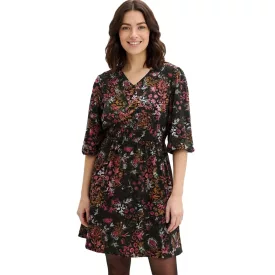   Lightweight női Summer ruha, tunika ruha  virágos Print, Mini ruha 918906 fekete/színes Méret: 36