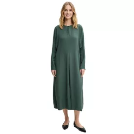   Draped női Midi ruha, hosszú-Sleeved Transitional ruha, Business ruha 976480 zöld Méret: 38