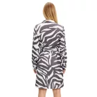 lágy Flowing női Mini Wrap ruha  Zebra Print, hosszú újjú 909393 fekete/fehér Méret: 46