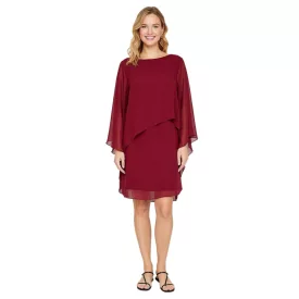   elegáns női estélyi ruha Chiffon ruha  hosszú újjú Cocktail ruha 936983 bordó piros Méret: 36