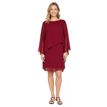 elegáns női estélyi ruha Chiffon ruha  hosszú újjú Cocktail ruha 936983 bordó piros Méret: 38