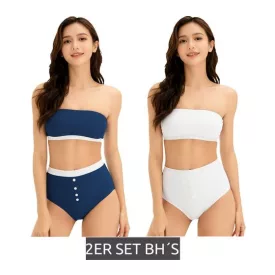  Női bandeau melltartó szett, 2 db-os, kék/fehér, 948684 - 44/46