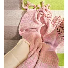 Extra lágy Throw takaró  Fringes – Melange Throw / Sofa takaró 130 x 160 cm rózsaszín/szürke Méret: N