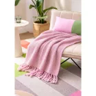 Extra lágy Throw takaró  Fringes – Melange Throw / Sofa takaró 130 x 160 cm rózsaszín/szürke Méret: N