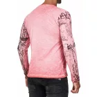 stílusos férfi hosszú-sleeved Ing, kerek nyakú, washed print design, vékony fit, 10142 korall Méret: XL