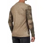 alkalmi férfi hosszú újj kerek nyakú Washed Print Design vékony Fit hosszú újj Ing 10144 Khaki Méret: M