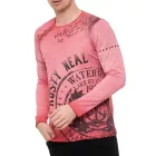  férfi hosszú-sleeved Ing  kerek nyak, nyomtatott design, washed look, gomb placket, vékony fit, hosszú-sleeved Ing 10145 piros Méret: L