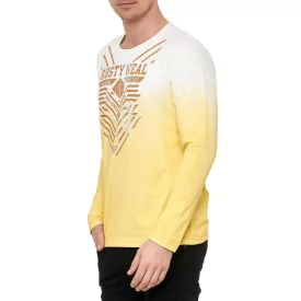   Cool férfi hosszú-sleeved Ing  szín gradiens és első print, vékony fit, kerek nyakú, hosszú-sleeved Ing in a washed look, 10148 sárga Méret: S