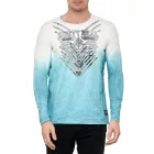 Cool férfi hosszú-sleeved Ing  szín gradiens és első print, vékony fit, kerek nyakú, hosszú-sleeved Ing in a washed look, 10148 Petrol Méret: M