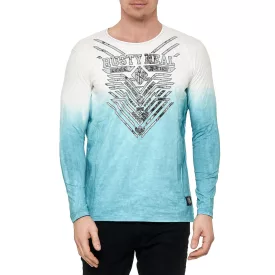   Cool férfi hosszú-sleeved Ing  szín gradiens és első print, vékony fit, kerek nyakú, hosszú-sleeved Ing in a washed look, 10148 Petrol Méret: S