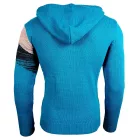 férfi kontrasztos szín-blocked kapucnis pulóver, vékony fit pulóver, 13245 türkiz/szürke/anthracite Méret: XL