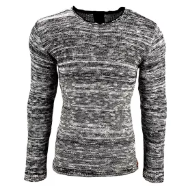   Modern férfi  kötött Pulóver, vékony fit, kerek nyakú Pulóver 13268 fekete Méret: M