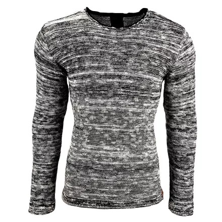 Modern férfi  kötött Pulóver, vékony fit, kerek nyakú Pulóver 13268 fekete Méret: XL