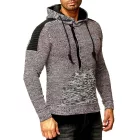 Modern férfi kötött Pulóver Hooded pulóver Chunky kötött pulóver kötött dzseki kabát Kabát 13290 szürke / piros Méret: M