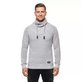   Urban Biker kötött Pulóver for férfi  kerek nyakú, Modern Distressed Look  Destroyed részletek 13293 szürke Méret: XL