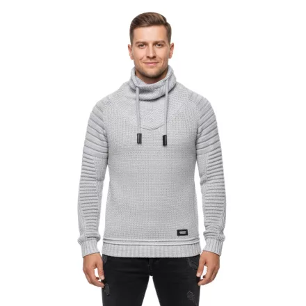 Urban Biker kötött Pulóver for férfi  kerek nyakú, Modern Distressed Look  Destroyed részletek 13293 szürke Méret: XL