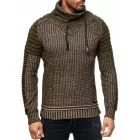 Urban Biker kötött Pulóver for férfi  kerek nyakú, Modern Distressed Look  Destroyed részletek 13293 Khaki Méret: L