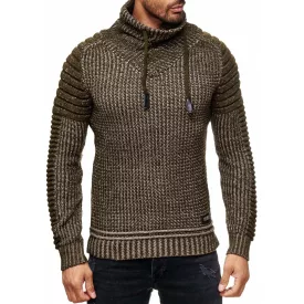   Urban Biker kötött Pulóver for férfi  kerek nyakú, Modern Distressed Look  Destroyed részletek 13293 Khaki Méret: M