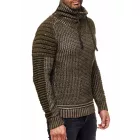 Urban Biker kötött Pulóver for férfi  kerek nyakú, Modern Distressed Look  Destroyed részletek 13293 Khaki Méret: M