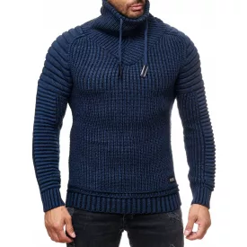   Urban Biker kötött Pulóver for férfi  kerek nyakú, Modern Distressed Look  Destroyed részletek 13293 Navy Méret: 2XL