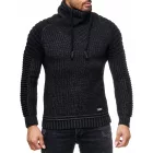Urban Biker kötött Pulóver for férfi  kerek nyakú, Modern Distressed Look  Destroyed részletek 13296 fekete Méret: 2XL