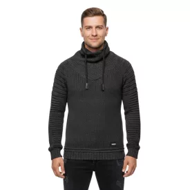   Urban Biker kötött Pulóver for férfi  kerek nyakú, Modern Distressed Look  Destroyed részletek 13296 fekete Méret: M