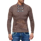  férfi chunky kötött Pulóver  tartó-up nyaklánc és nyaklánc kivitel. texturált kötött Pulóver 13299 Camel Méret: L