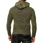 Sporty férfi hooded pulóver  fél-cipzár és texturált kötött pulóver Pulóver 13323 sárga Méret: M
