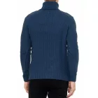 Cool férfi chunky kötött roll-nyak Pulóver  incorporated minta, Pulóver 13348 petrol Méret: 2XL