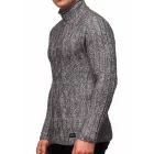 Versatile férfi chunky kötött tartó-up nyaklánc Pulóver  incorporated minta, gyapjú Pulóver 13353, fekete Méret: 2XL