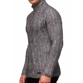   Versatile férfi chunky kötött tartó-up nyaklánc Pulóver  incorporated minta, gyapjú Pulóver 13353, fekete Méret: 2XL